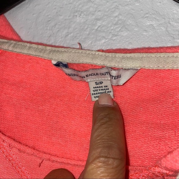 American Eagle Pink and Orange Tropical Paradise Style Long Sleeve Sweat… - Picture 5 of 5